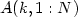 \displaystyle A(k,1:N)