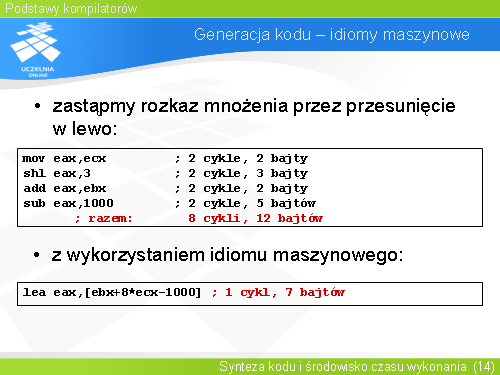 Generacja kodu – idiomy maszynowe(3)
