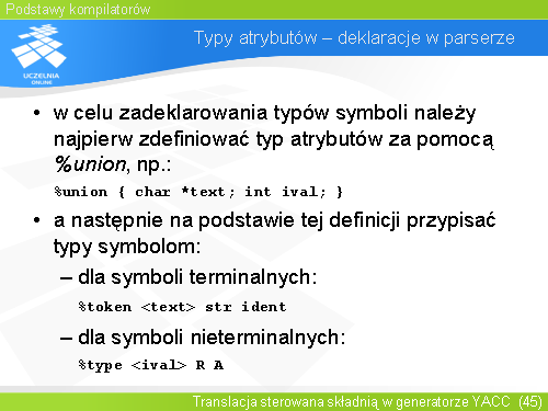 Typy atrybutów – deklaracje w parserze
