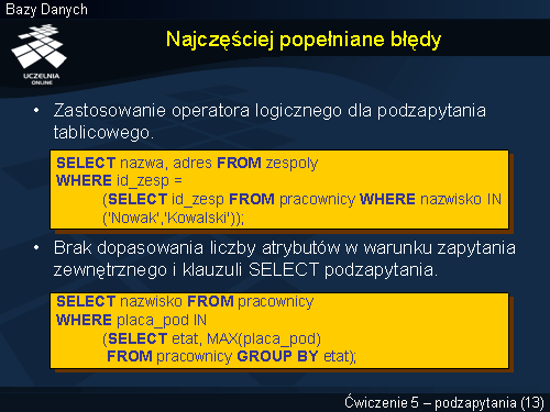 Najczęściej popełniane błędy