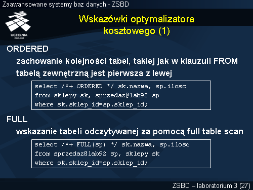 Wskazówki optymalizatora kosztowego (1)