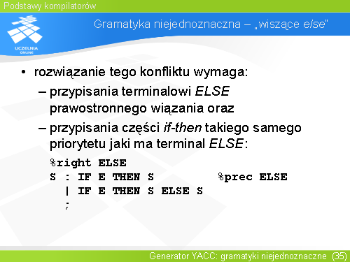 Gramatyka niejednoznaczna – „wiszące else”(4)