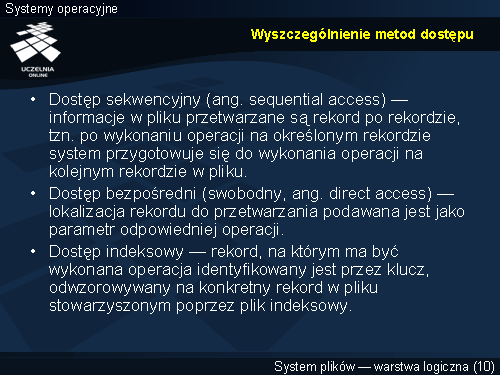 Wyszczególnienie metod dostępu
