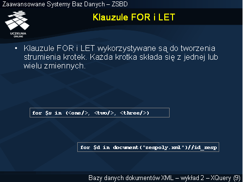 Klauzule FOR i LET
