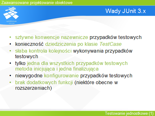 Wady JUnit 3.x