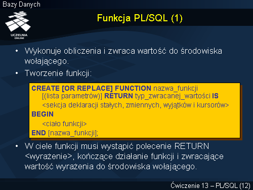 Funkcja PL/SQL (1)