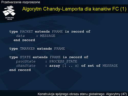 Algorytm Chandy-Lamporta dla kanałów FC (1)