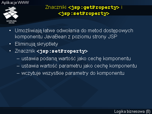 Znaczniki <jsp:getProperty> i <jsp:setProperty>