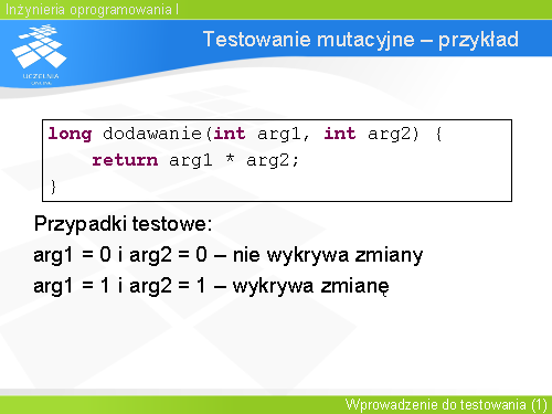 Testowanie mutacyjne – przykład