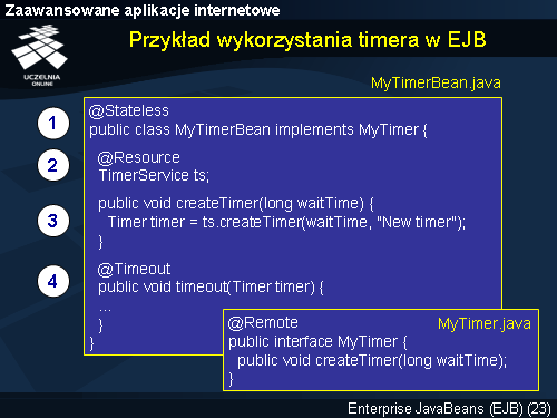 Przykład wykorzystania timera w EJB