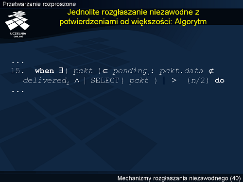 Jednolite rozgłaszanie niezawodne z potwierdzeniami od większości: Algorytm