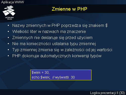 Zmienne w PHP