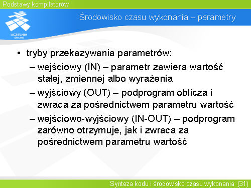 Środowisko czasu wykonania – parametry