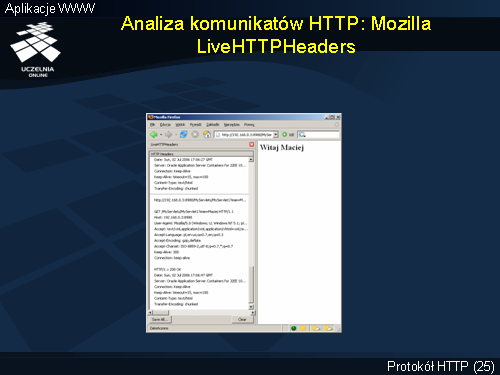 Analiza komunikatów HTTP: Mozilla LiveHTTPHeaders