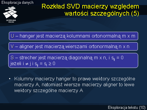 Rozkład SVD macierzy względem wartości szczególnych (5)