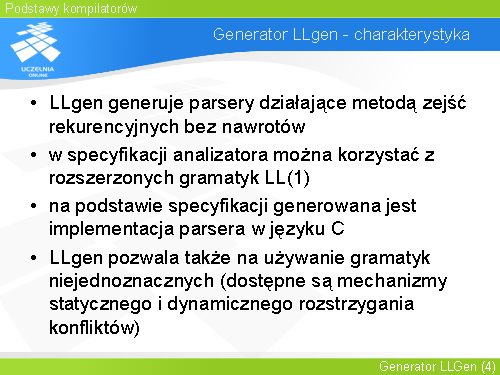 Generator LLgen - charakterystyka(1)