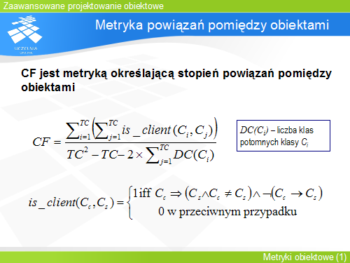 Metryka powiązań pomiędzy obiektami