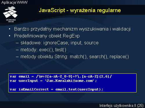 JavaScript - wyrażenia regularne