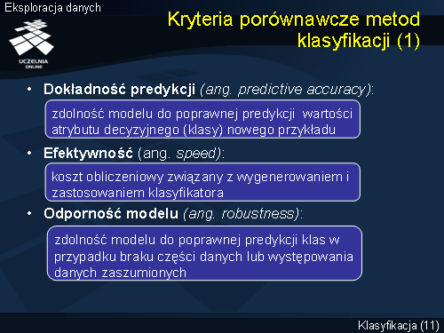 Kryteria porównawcze metod klasyfikacji (1)