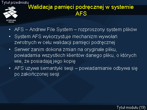Walidacja pamięci podręcznej w systemie AFS