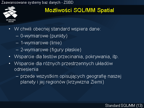 Możliwości SQL/MM Spatial