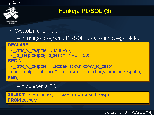 Funkcja PL/SQL (3)