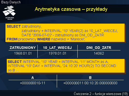Arytmetyka czasowa – przykłady