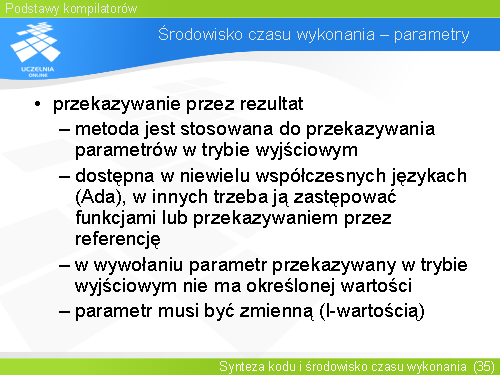Środowisko czasu wykonania – parametry(4)