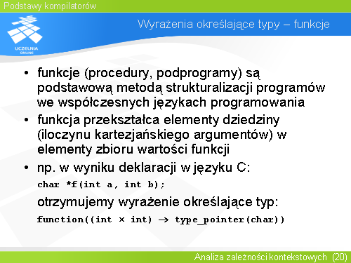 Wyrażenia określające typy – funkcje