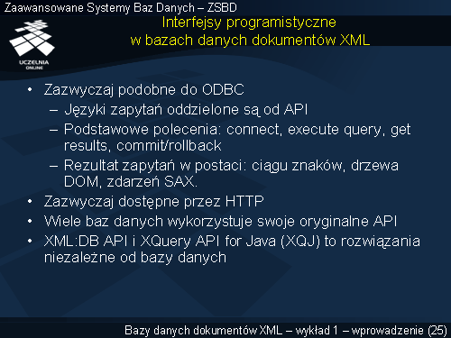 Interfejsy programistyczne w bazach danych dokumentów XML