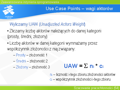 Use Case Points – wagi aktorów