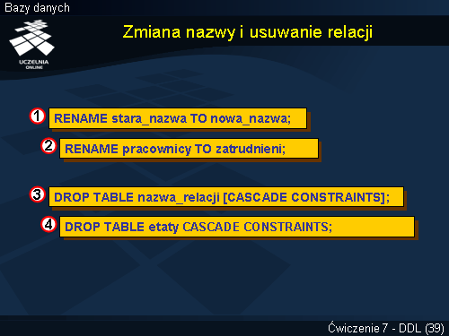 Zmiana nazwy i usuwanie relacji