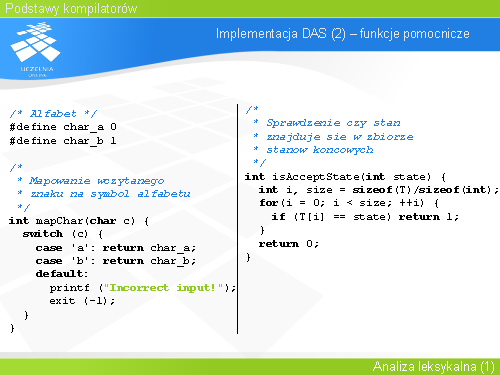 Implementacja DAS (2) – funkcje pomocnicze