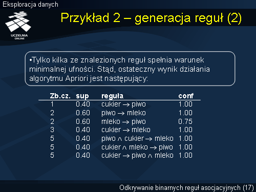 Przykład 2 – generacja reguł (2)