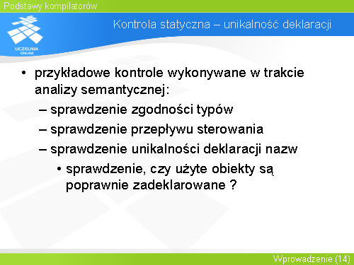 Kontrola statyczna – unikalność deklaracji