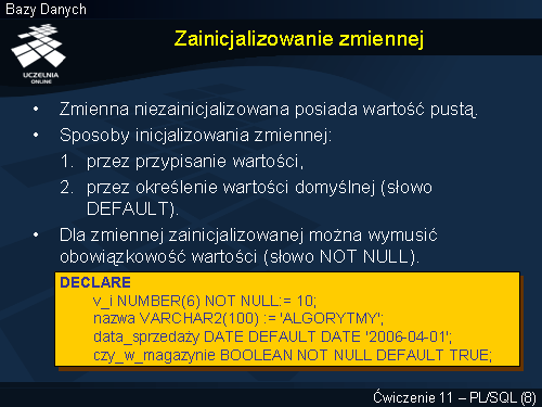 Zainicjalizowanie zmiennej