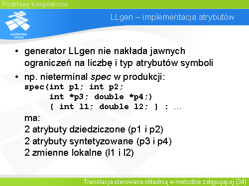 LLgen – implementacja atrybutów(1)