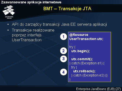 BMT – Transakcje JTA