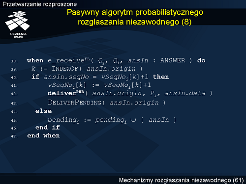Pasywny algorytm probabilistycznego rozgłaszania niezawodnego (8)