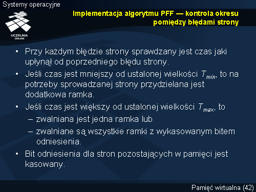 Implementacja algorytmu PFF — kontrola okresu pomiędzy błędami strony