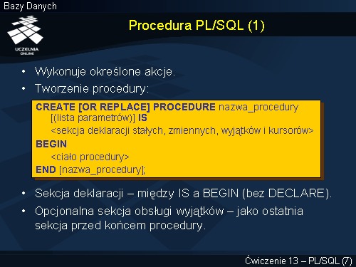 Procedura PL/SQL (1)