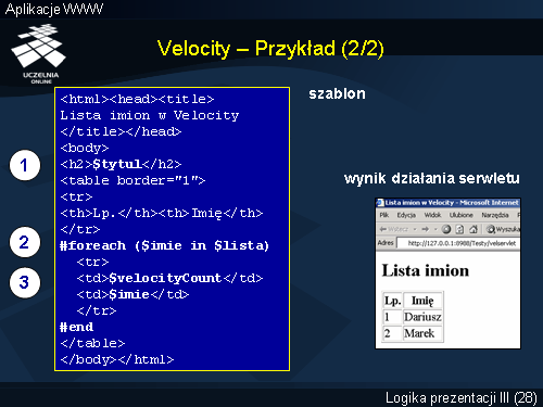 Velocity – Przykład (2/2)