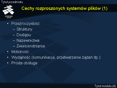 Cechy rozproszonych systemów plików (1)