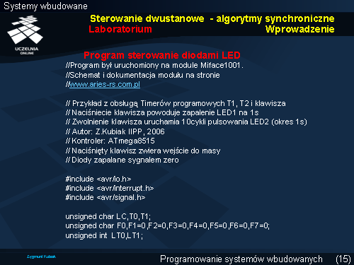 Sterowanie dwustanowe - algorytmy synchroniczne Laboratorium Wprowadzenie