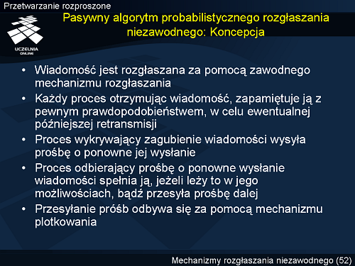 Pasywny algorytm probabilistycznego rozgłaszania niezawodnego: Koncepcja