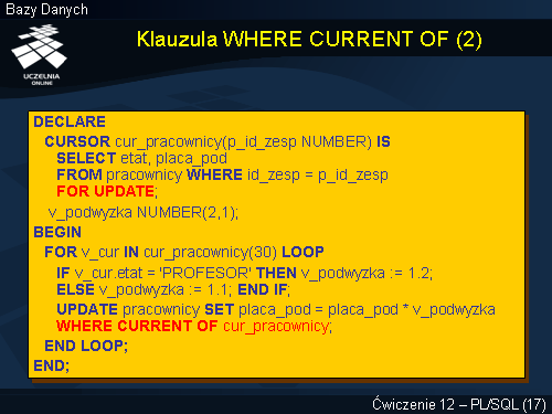 Klauzula WHERE CURRENT OF (2)