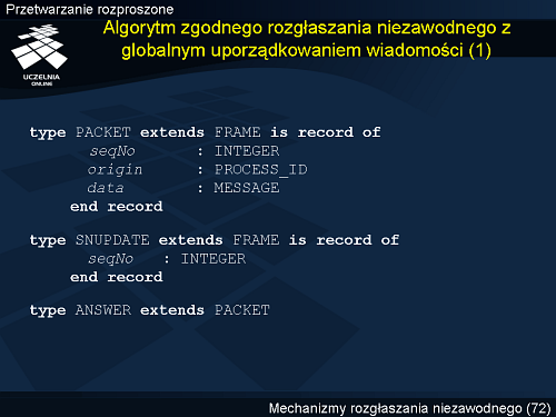 Algorytm zgodnego rozgłaszania niezawodnego z globalnym uporządkowaniem wiadomości (1)