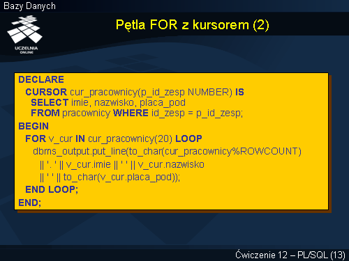 Pętla FOR z kursorem (2)