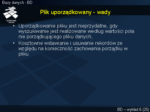 Plik uporządkowany - wady