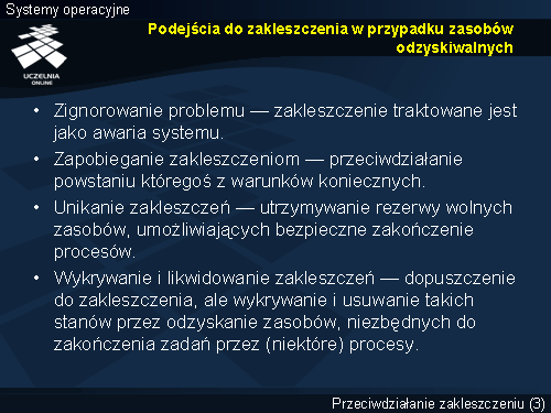 Podejścia do zakleszczenia w przypadku zasobów odzyskiwalnych